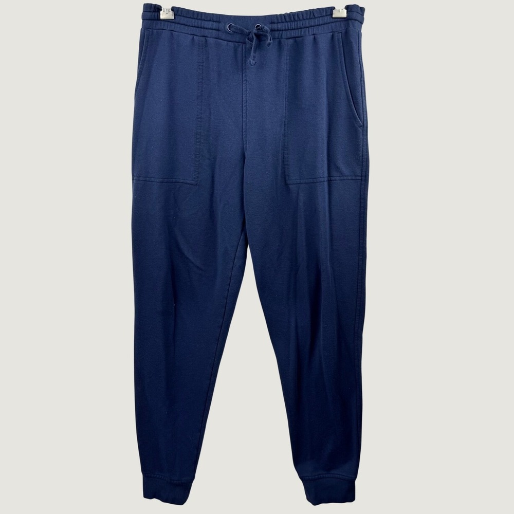 Quince SuperSoft Fleece Joggers Women Small Navy Blue Loungewear Athleisure Cozy